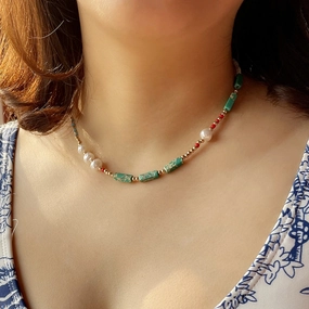 Wholesale Boho Pearl Necklace Clavicle Chain
