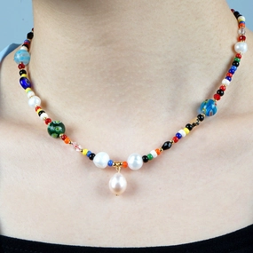Wholesale Boho Rainbow Pearl Necklace