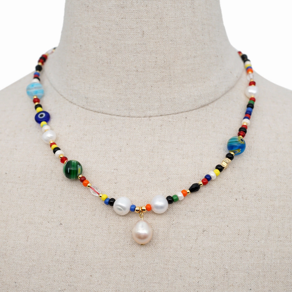 Wholesale Boho Rainbow Pearl Necklace