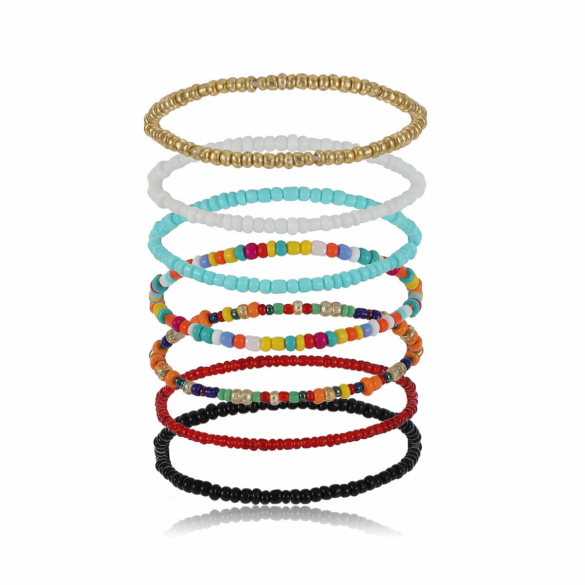 Wholesale Boho Rice Bead Layered Bracelet Set