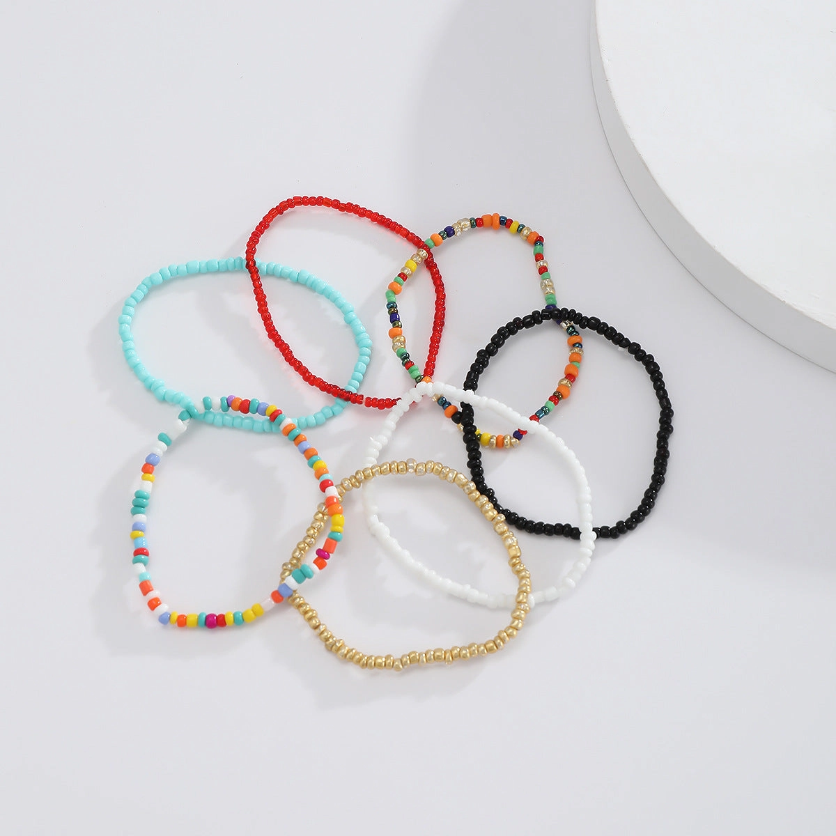 Wholesale Boho Rice Bead Layered Bracelet Set