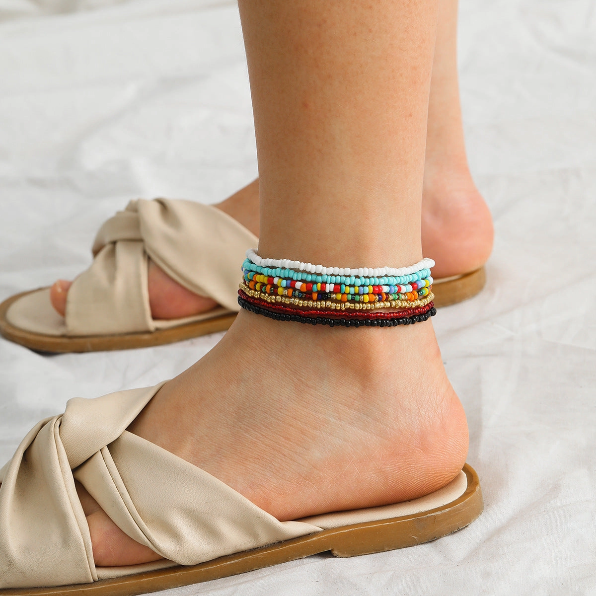 Wholesale Boho Rice Bead Layered Bracelet Set