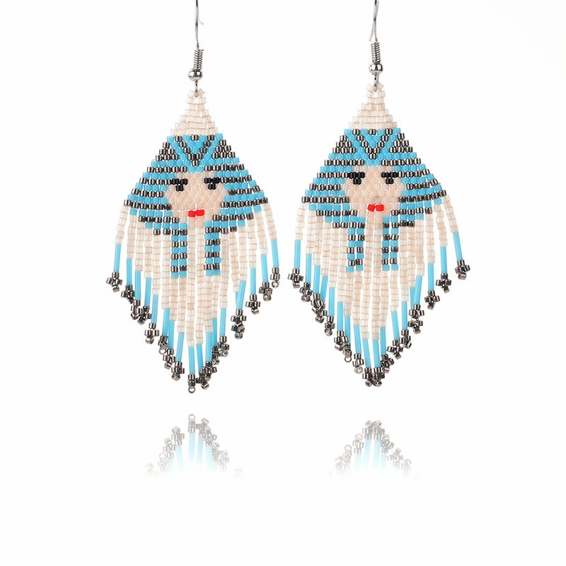 Wholesale Boho Rice Beads Handwoven Tassel Earrings OLY-ES-LC001