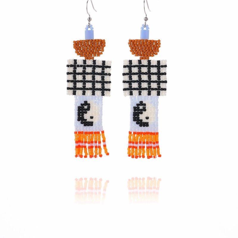 Wholesale Boho Rice Beads Handwoven Tassel Earrings OLY-ES-LC001