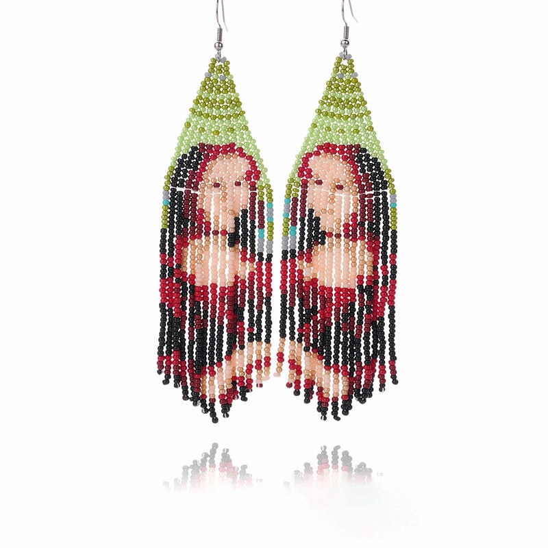 Wholesale Boho Rice Beads Handwoven Tassel Earrings OLY-ES-LC001