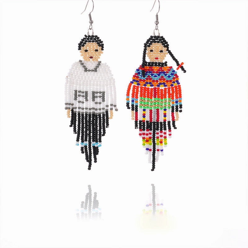 Wholesale Boho Rice Beads Handwoven Tassel Earrings OLY-ES-LC001