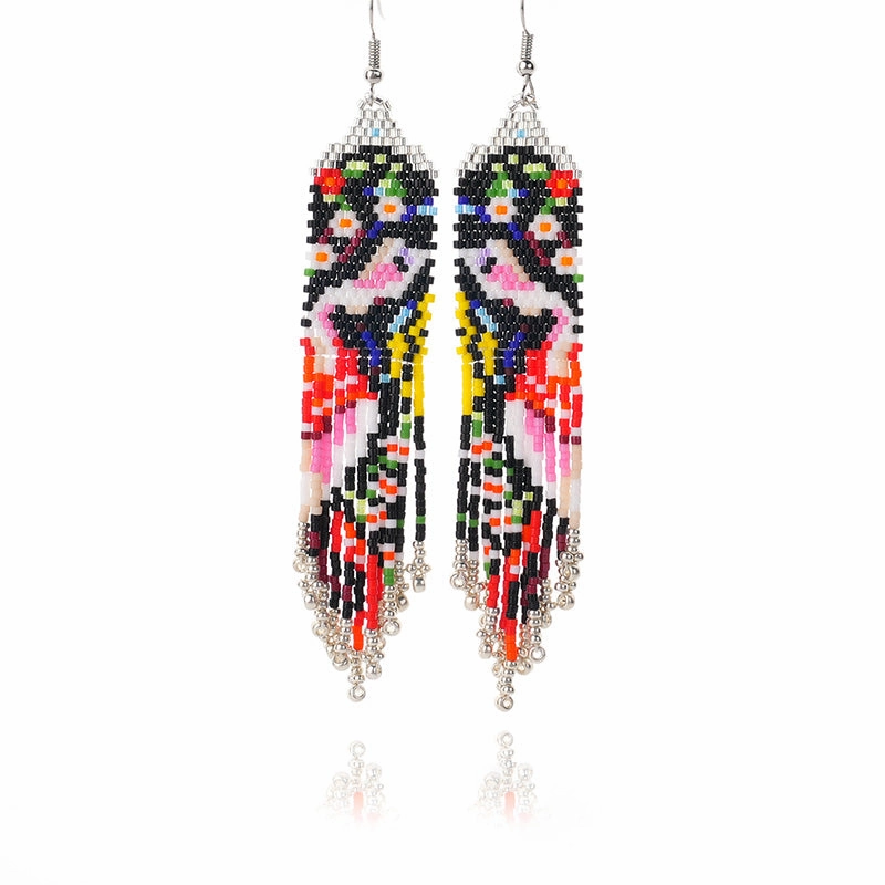 Wholesale Boho Rice Beads Handwoven Tassel Earrings OLY-ES-LC001