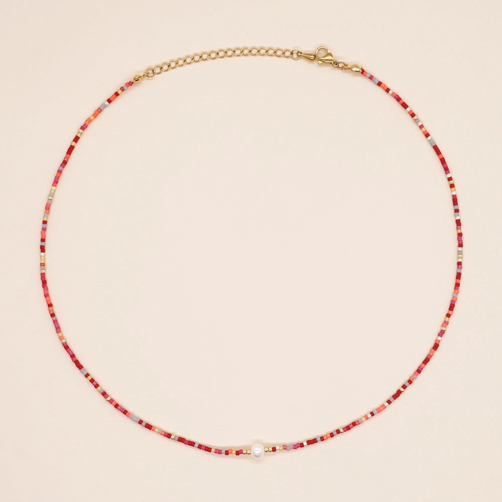 Wholesale Boho Style Handmade Beaded Glass Necklace