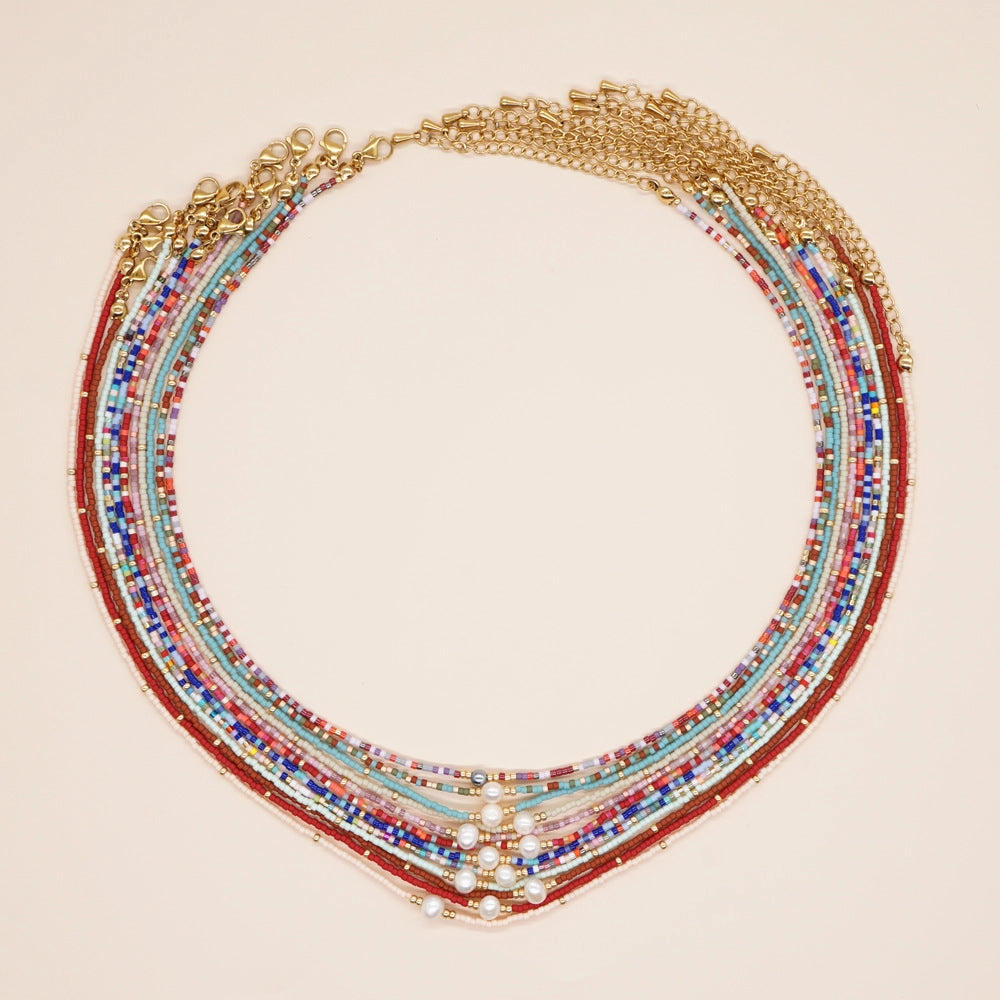 Wholesale Boho Style Handmade Beaded Glass Necklace