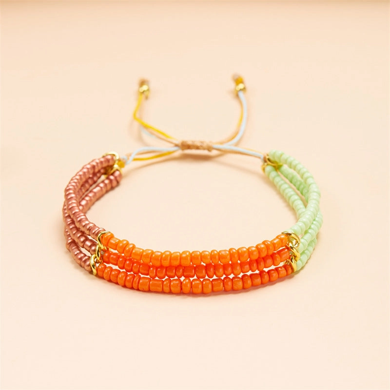 Wholesale Boho Style Multi-layered Braided Rice Bead Bracelet