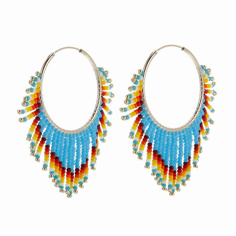 Wholesale Boho Tassel Gradient Bead Earrings OLY-ES-LC004