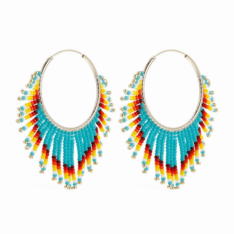 Wholesale Boho Tassel Gradient Bead Earrings OLY-ES-LC004