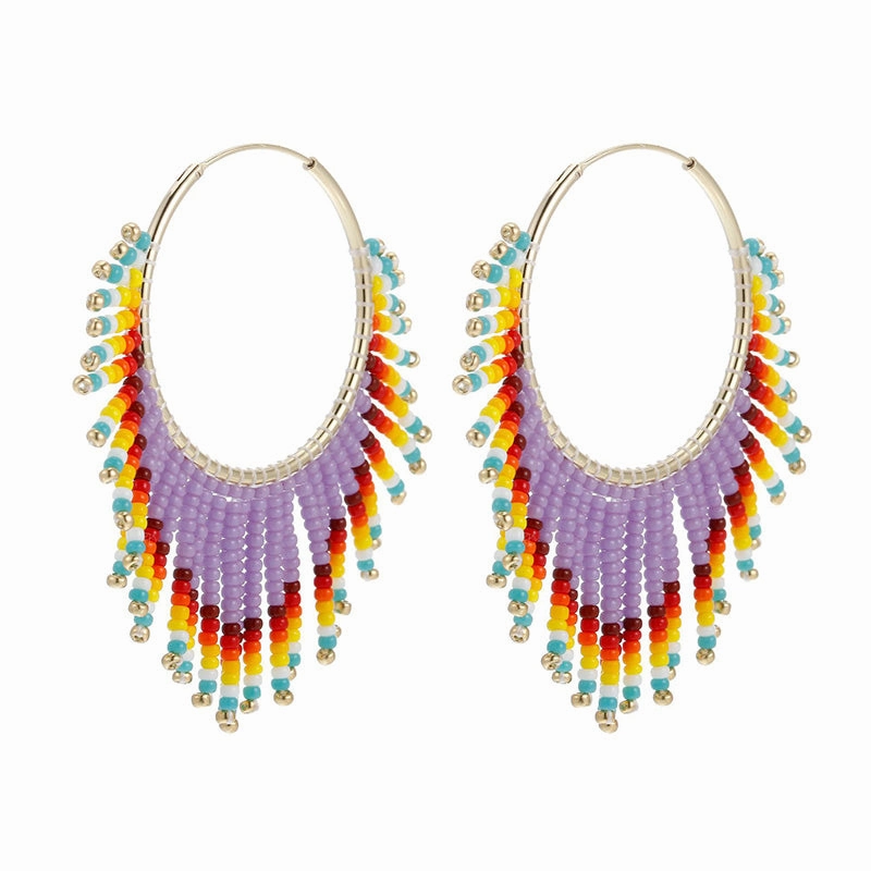 Wholesale Boho Tassel Gradient Bead Earrings OLY-ES-LC004