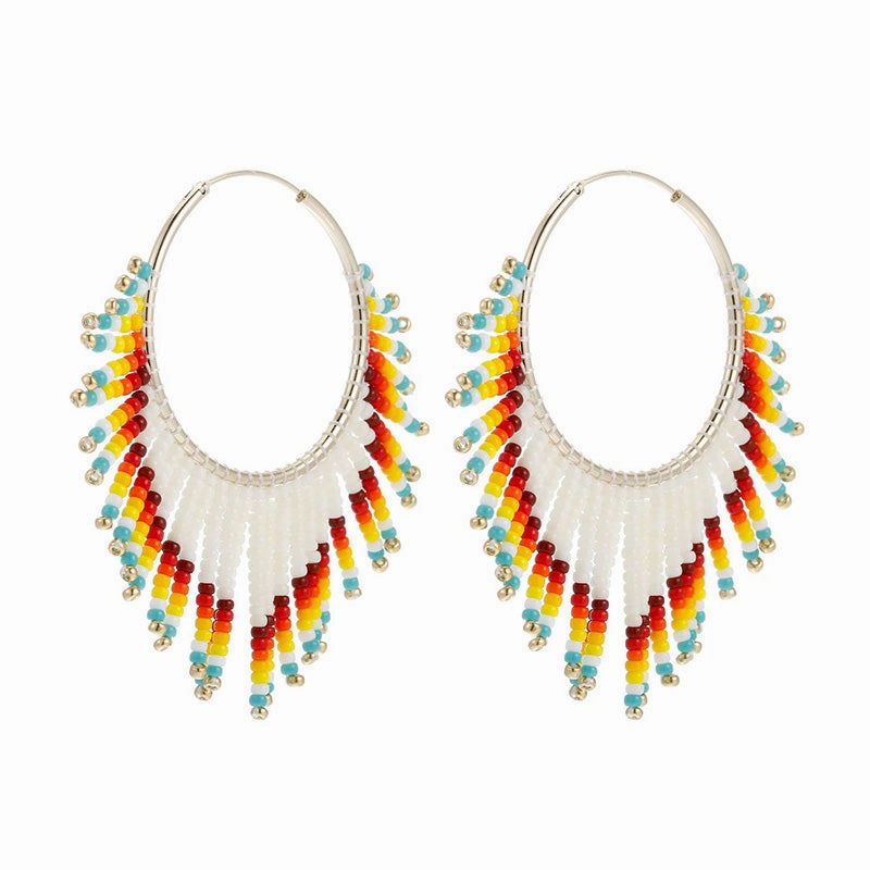 Wholesale Boho Tassel Gradient Bead Earrings OLY-ES-LC004