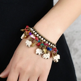 Wholesale Boho Turquoise Braided Elephant Bracelet