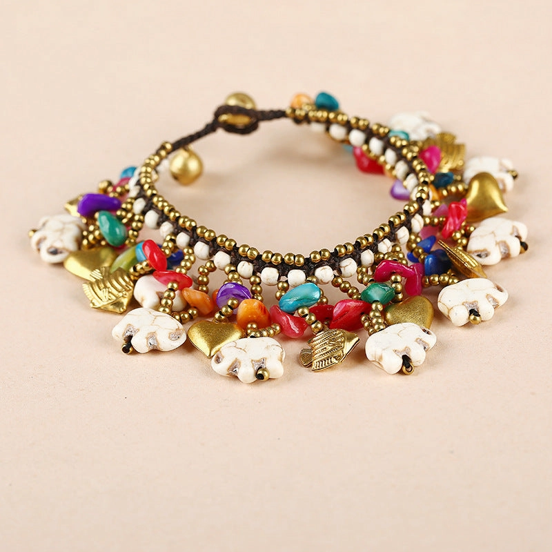Wholesale Boho Turquoise Braided Elephant Bracelet