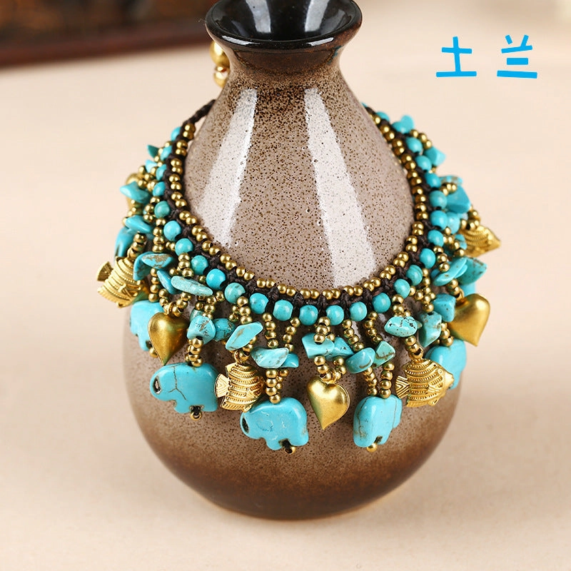 Wholesale Boho Turquoise Braided Elephant Bracelet