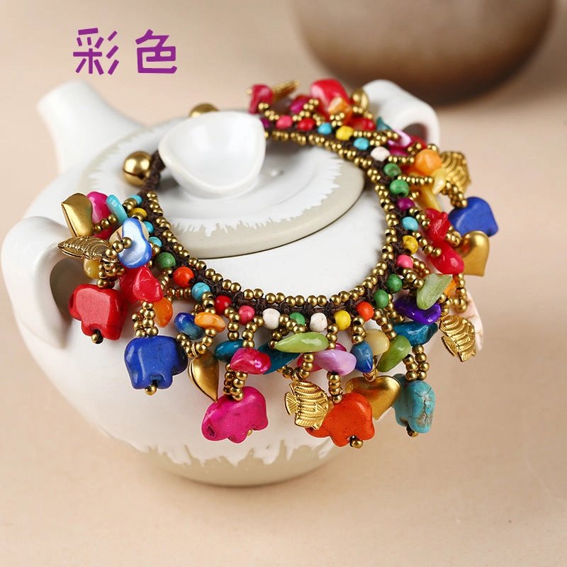 Wholesale Boho Turquoise Braided Elephant Bracelet