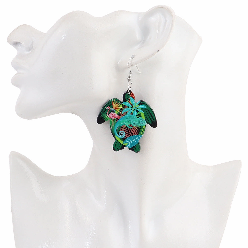 Wholesale Boho Turtle Turtle Acrylic Print Pattern Earrings