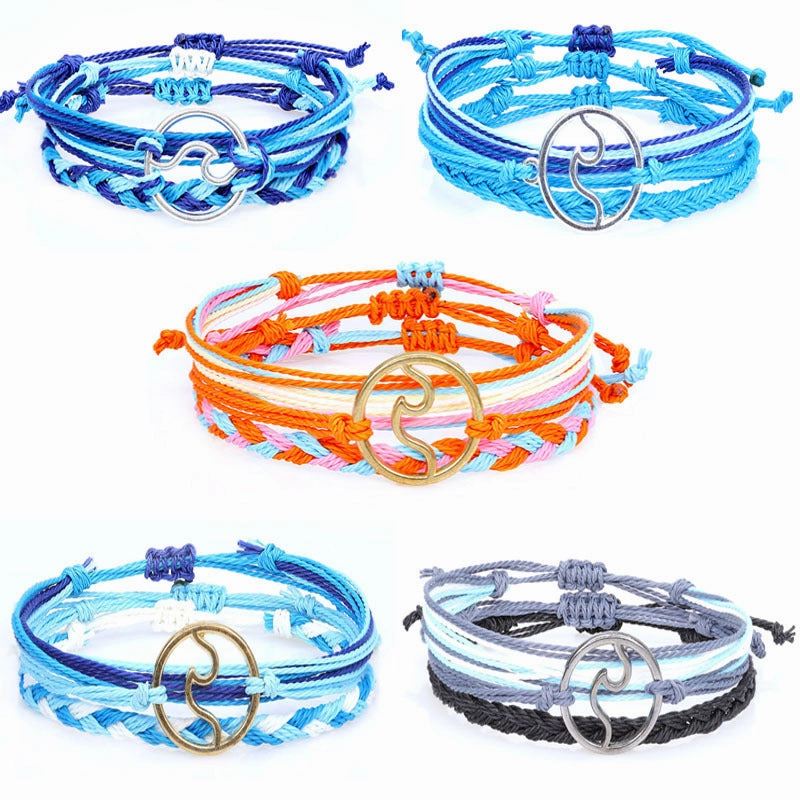 Wholesale Bohomian Wax Thread Braided Surf Bracelet Set