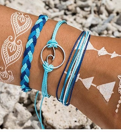Wholesale Bohomian Wax Thread Braided Surf Bracelet Set