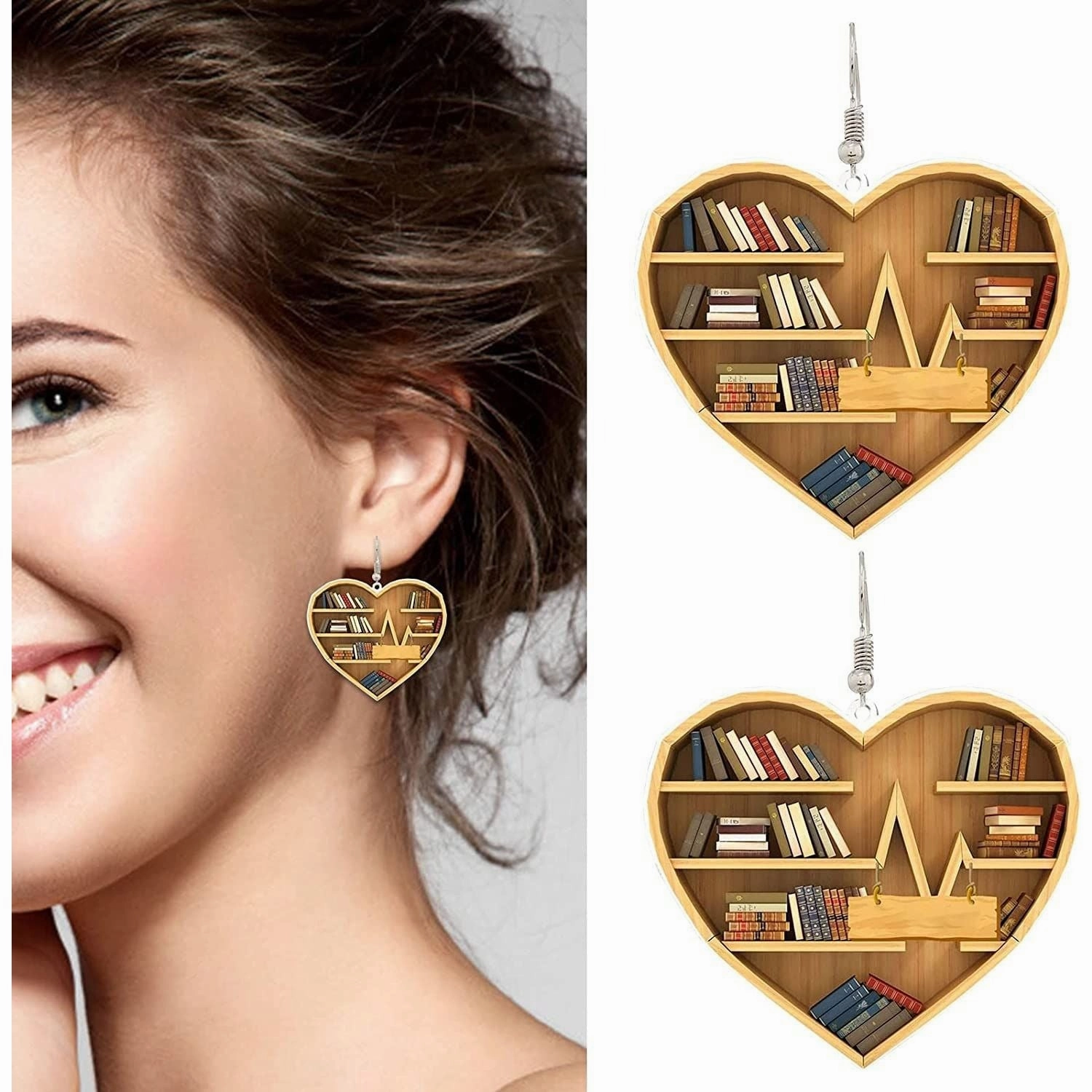 Wholesale Book Lovers Heart Librarian Earring