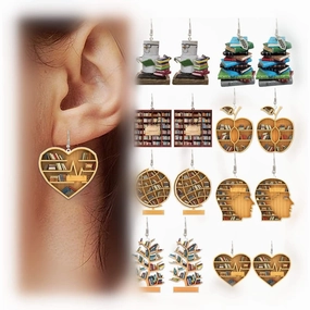 Wholesale Book Lovers Heart Librarian Earring