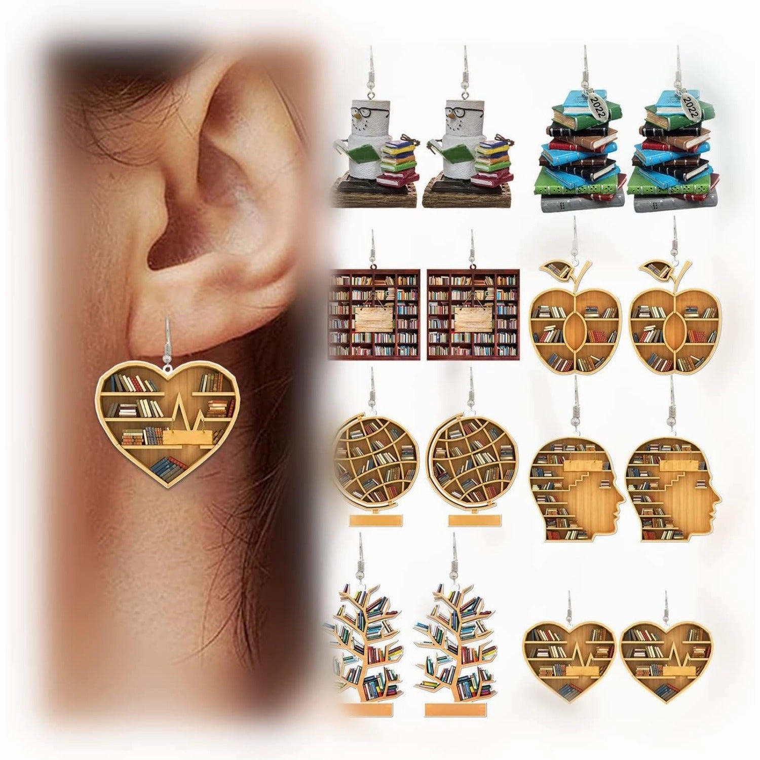 Wholesale Book Lovers Heart Librarian Earring