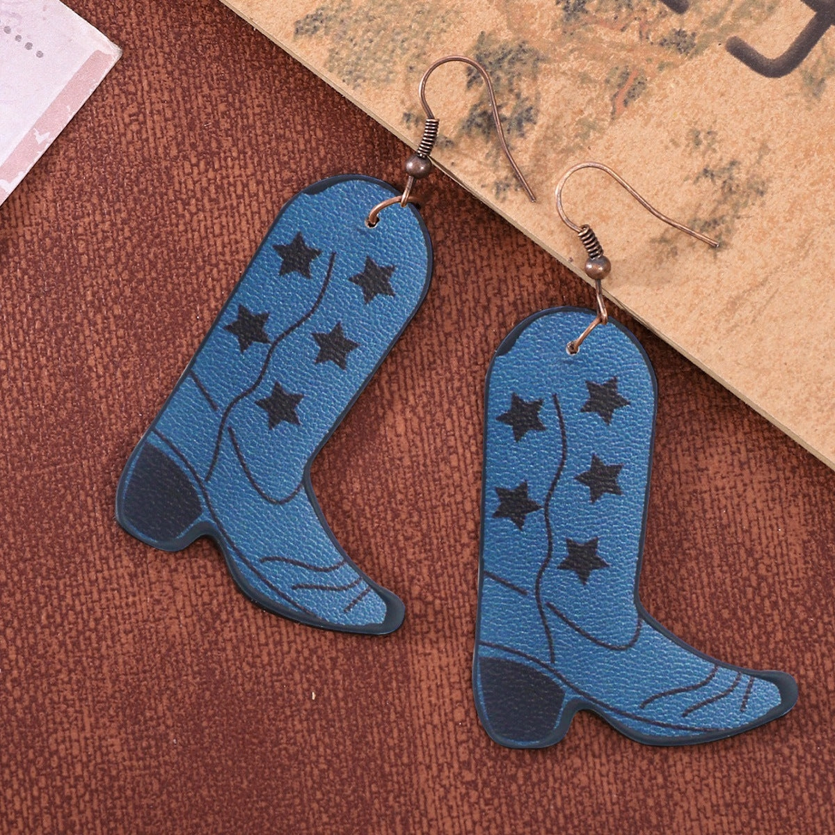 Wholesale Boots Leopard Spots Oiled Edge Earrings