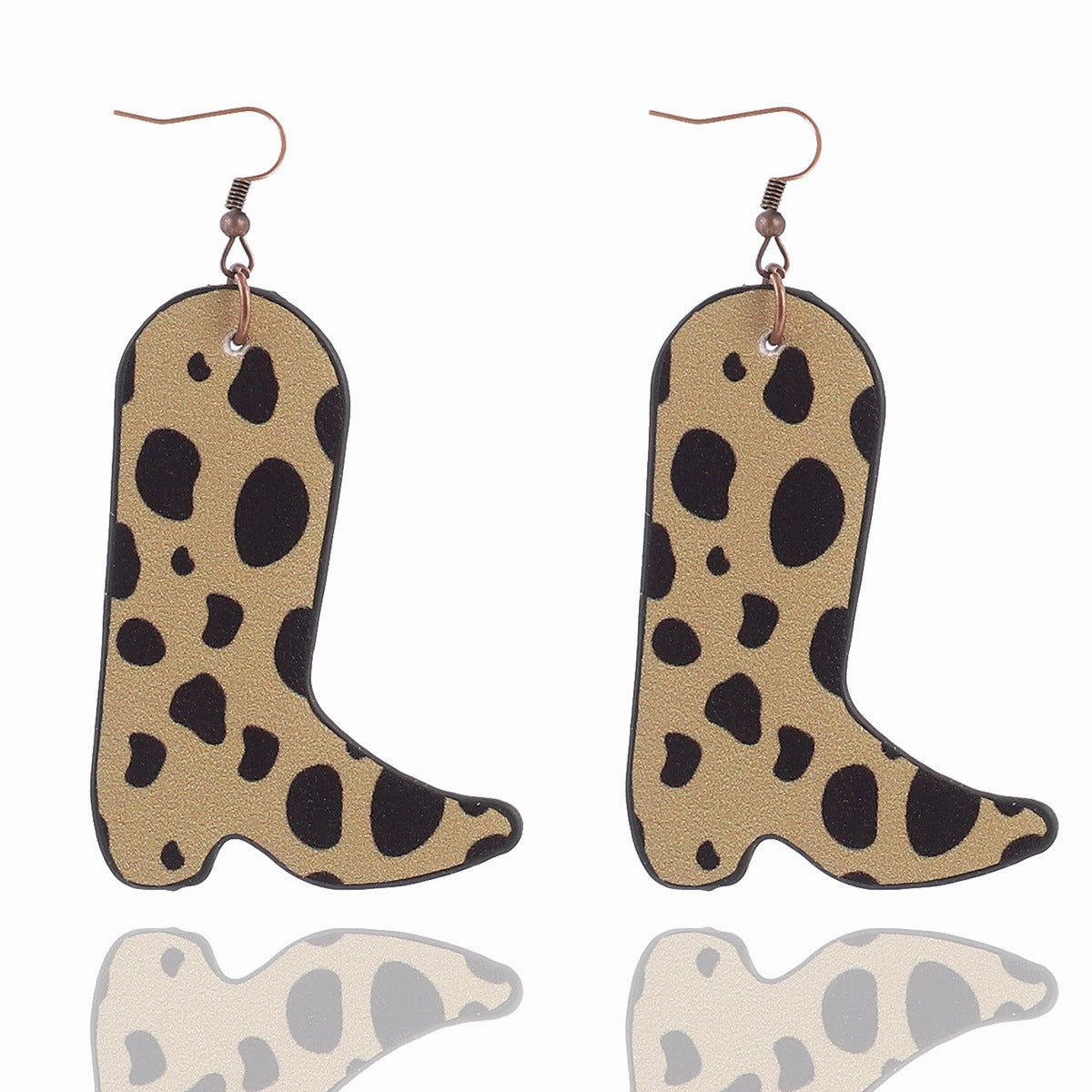 Wholesale Boots Leopard Spots Oiled Edge Earrings