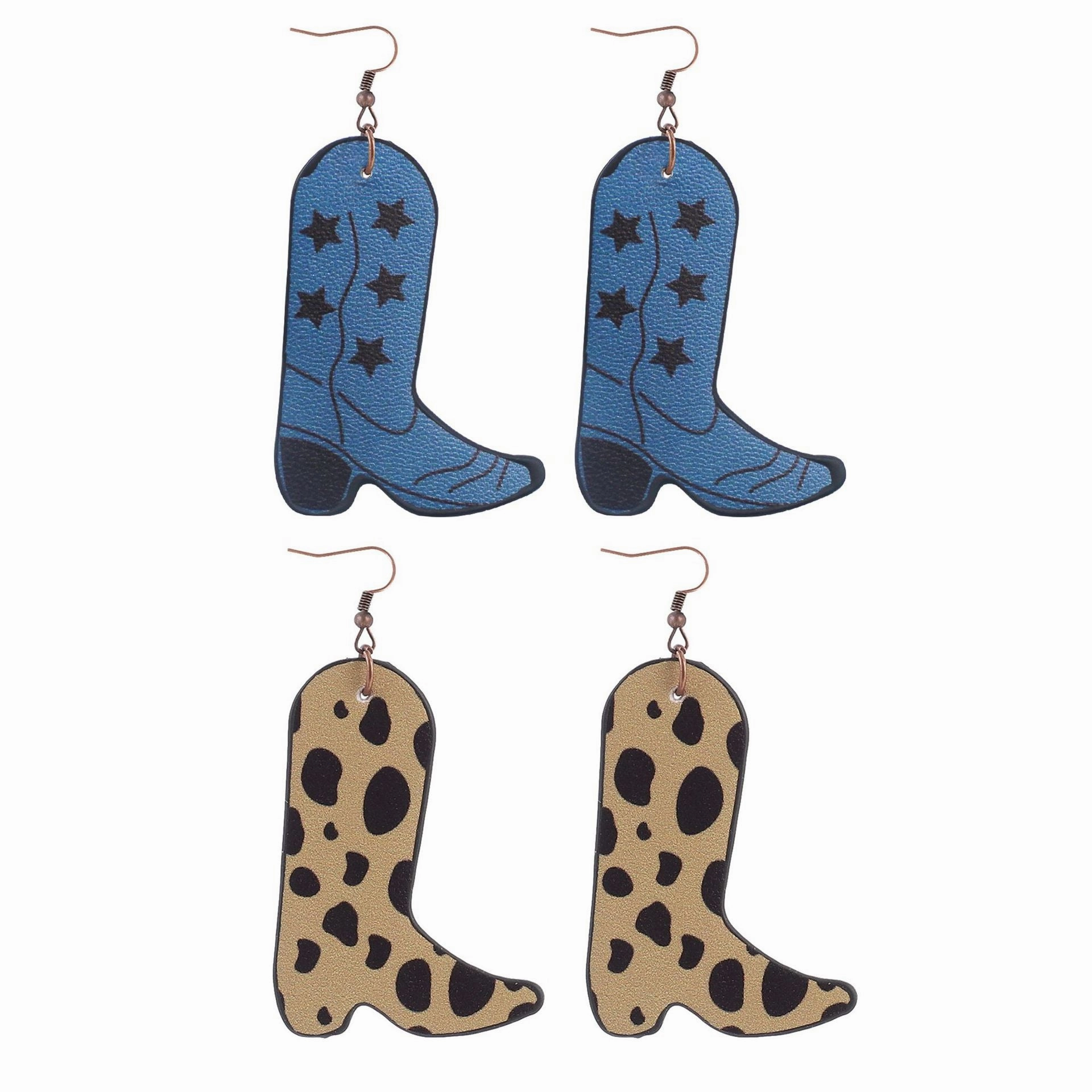 Wholesale Boots Leopard Spots Oiled Edge Earrings