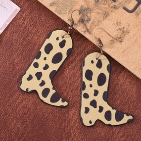 Wholesale Boots Leopard Spots Oiled Edge Earrings