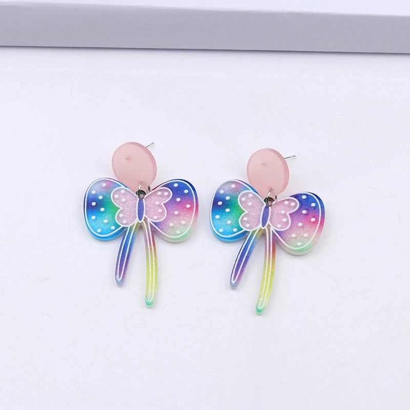 Wholesale Bow Colored Acrylic Earrings