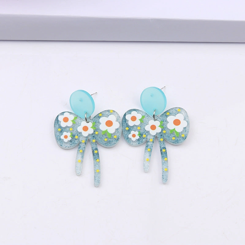 Wholesale Bow Colored Acrylic Earrings