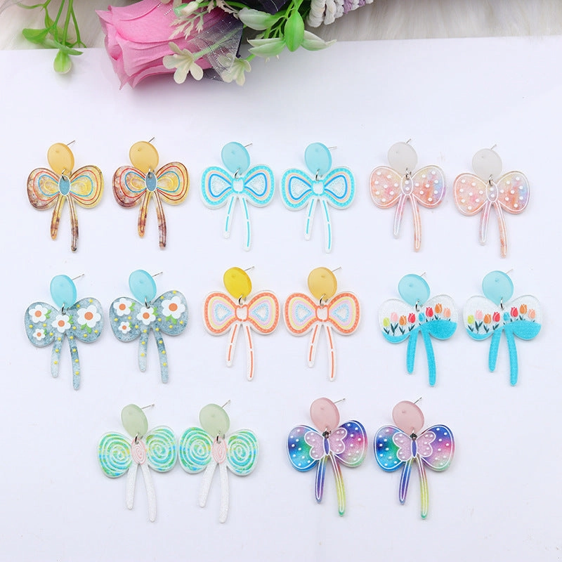 Wholesale Bow Colored Acrylic Earrings