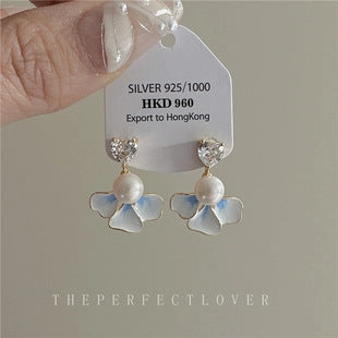 Wholesale Bow Freshwater Pearl Zircon Gold Plated Stud Earrings