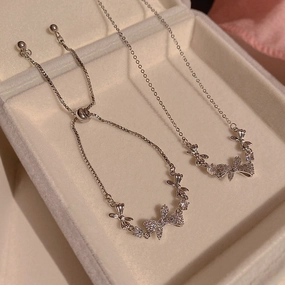 Wholesale Bow Knot Design Sense Clavicle Titanium Steel Necklaces Bracelet