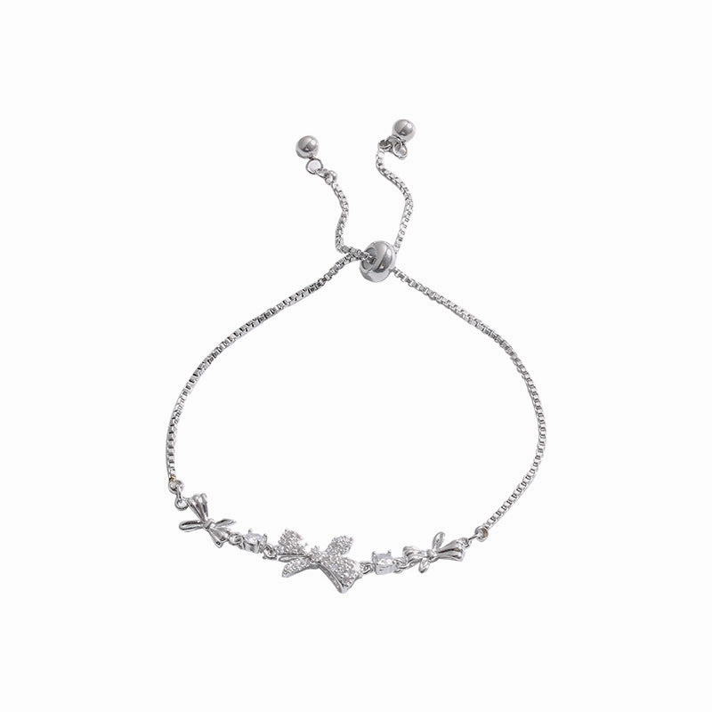 Wholesale Bow Knot Design Sense Clavicle Titanium Steel Necklaces Bracelet