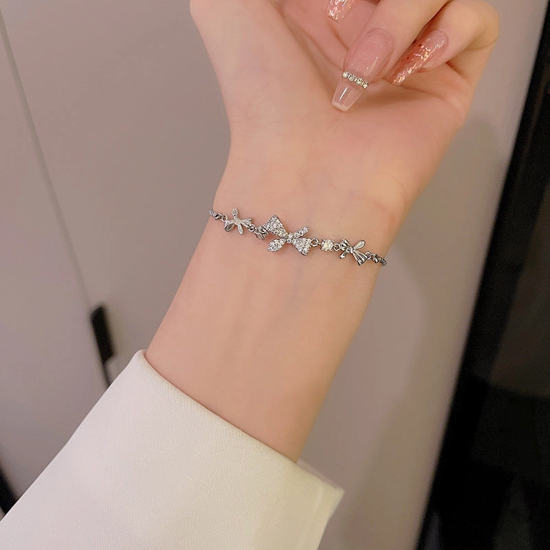 Wholesale Bow Knot Design Sense Clavicle Titanium Steel Necklaces Bracelet