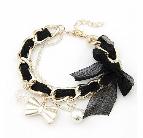 Wholesale Bow Knot Pearl Alloy Bracelet