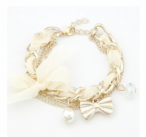 Wholesale Bow Knot Pearl Alloy Bracelet