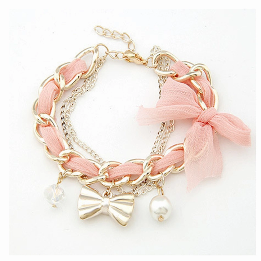 Wholesale Bow Knot Pearl Alloy Bracelet