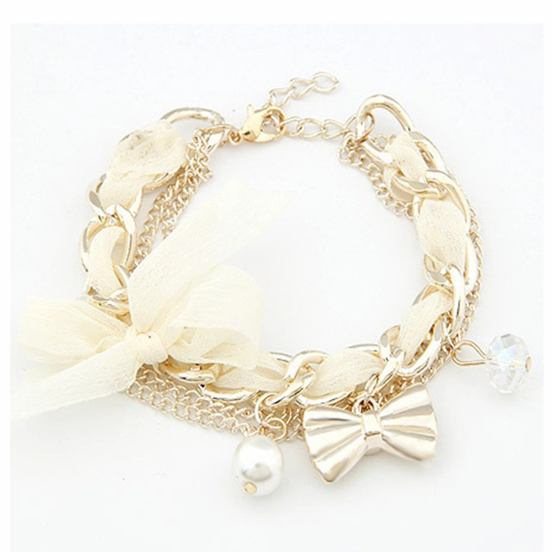 Wholesale Bow Knot Pearl Alloy Bracelet