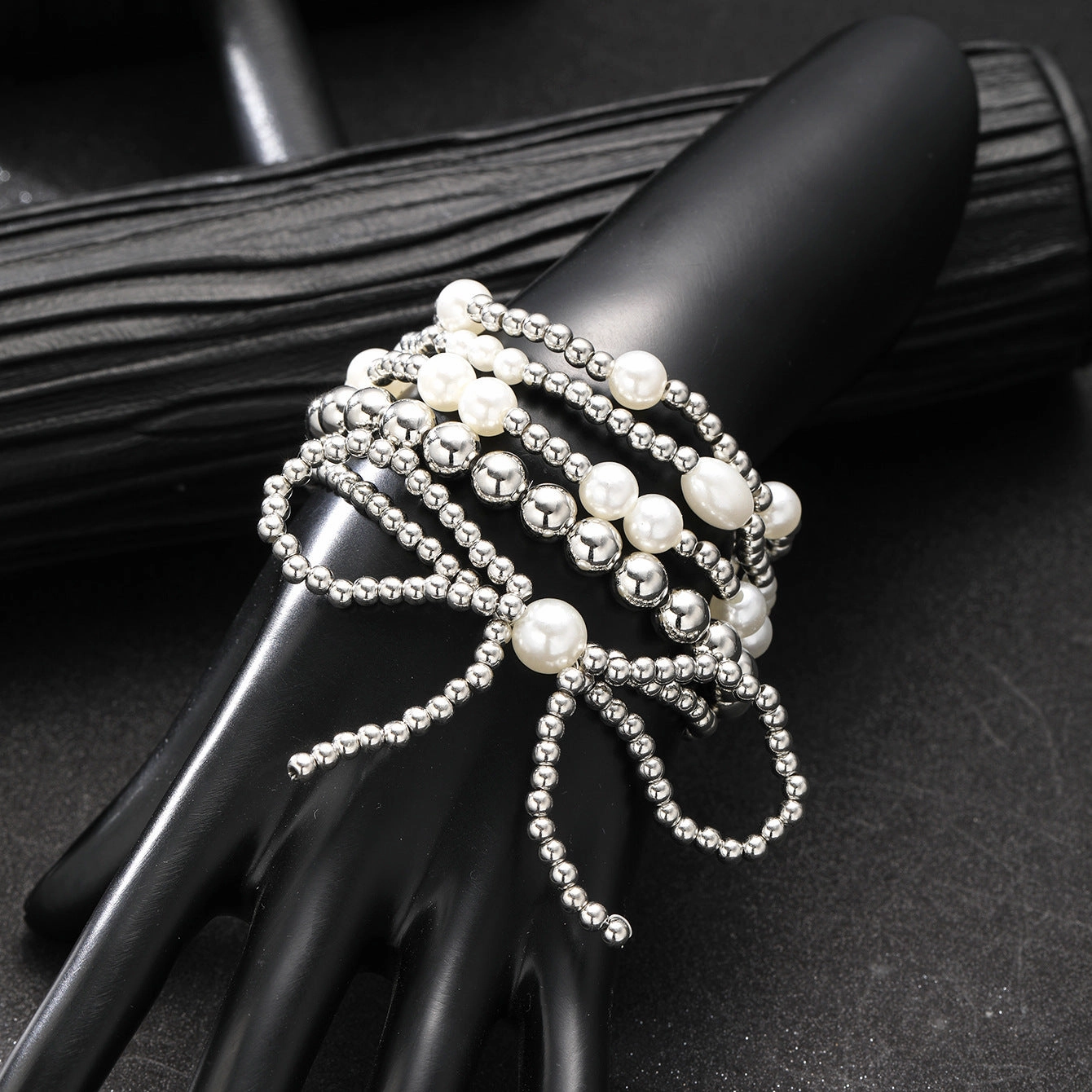 Wholesale Bow Pearl Beaded Bracelet 5-Piece Set