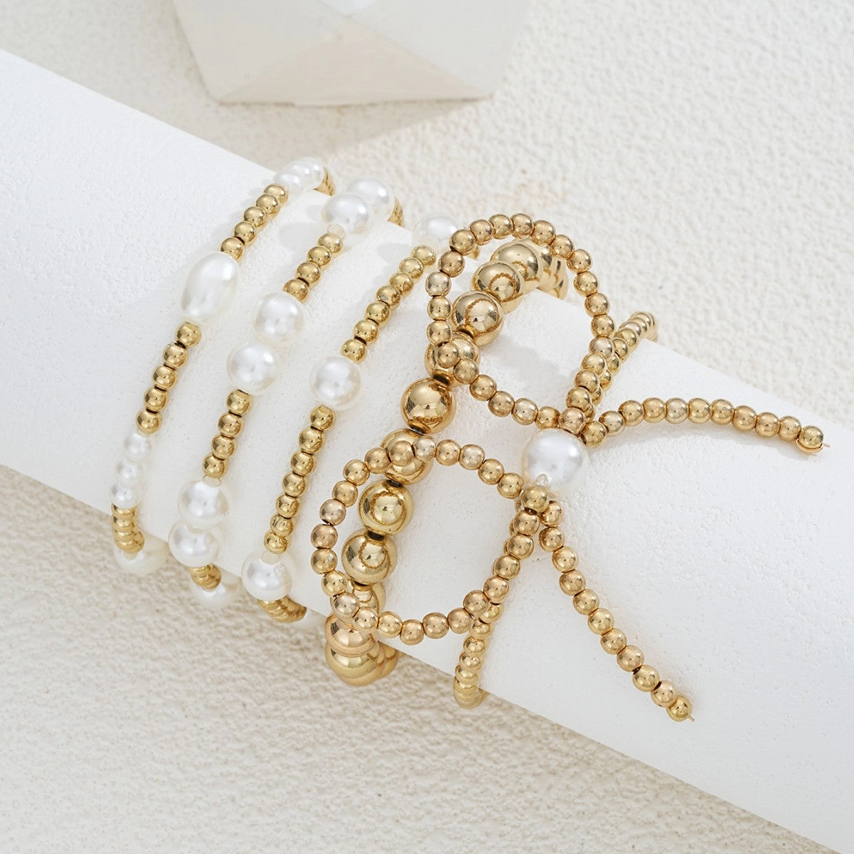 Wholesale Bow Pearl Beaded Bracelet 5-Piece Set