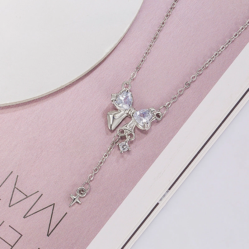 Wholesale Bow Tassel Star Copper Necklace