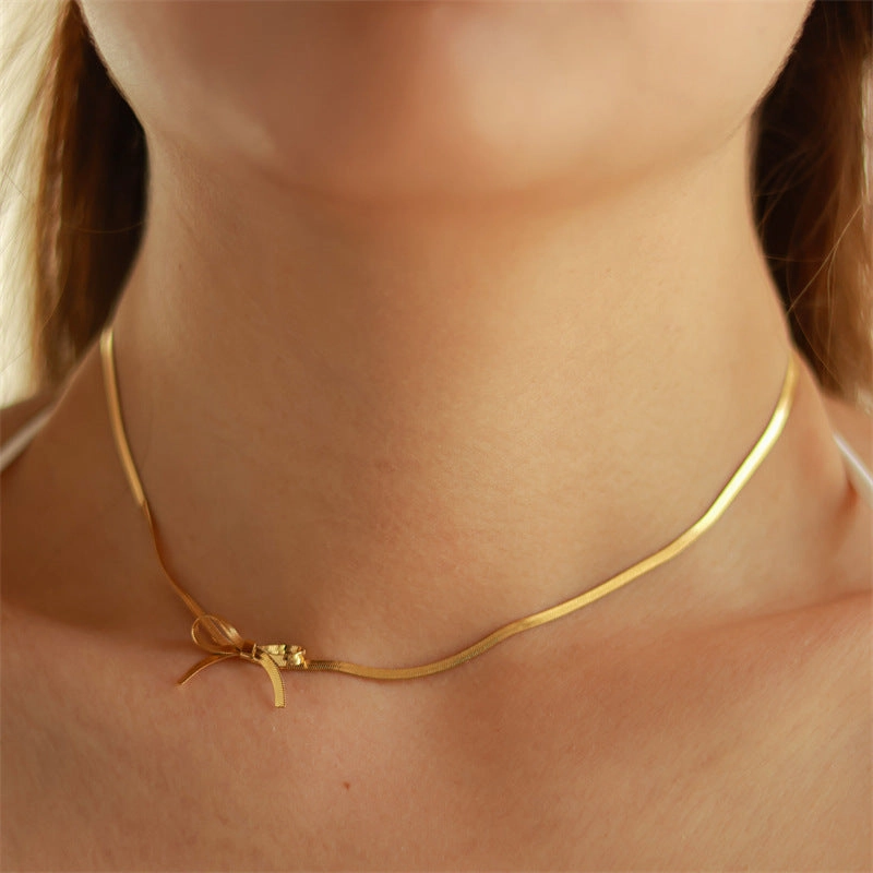 Wholesale Bow Titanium Steel Necklaces