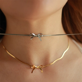 Wholesale Bow Titanium Steel Necklaces