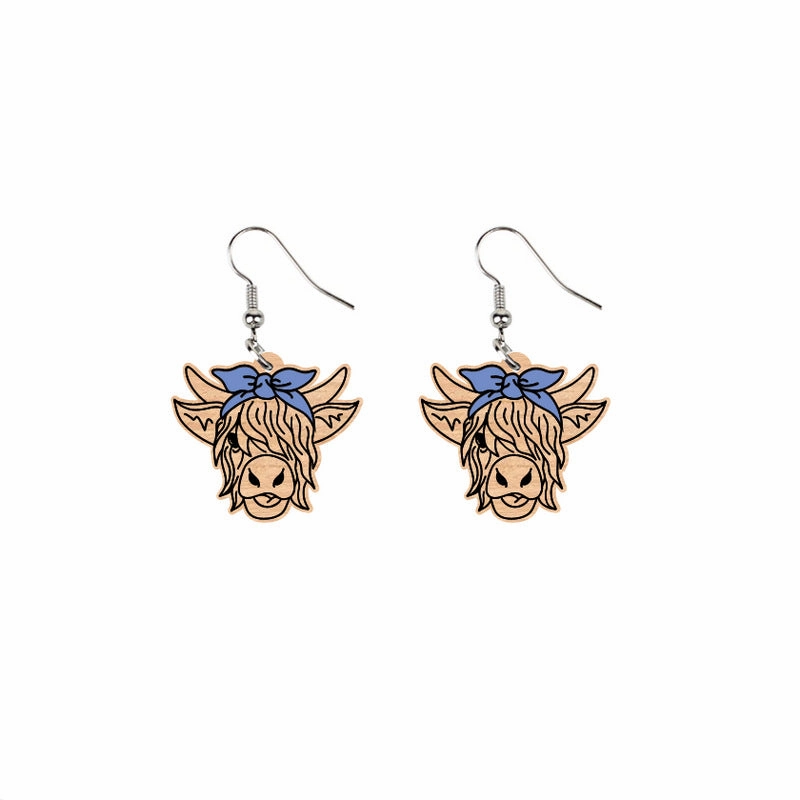 Wholesale Bow Yak Highland Wooden Earrings