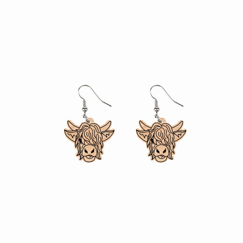 Wholesale Bow Yak Highland Wooden Earrings